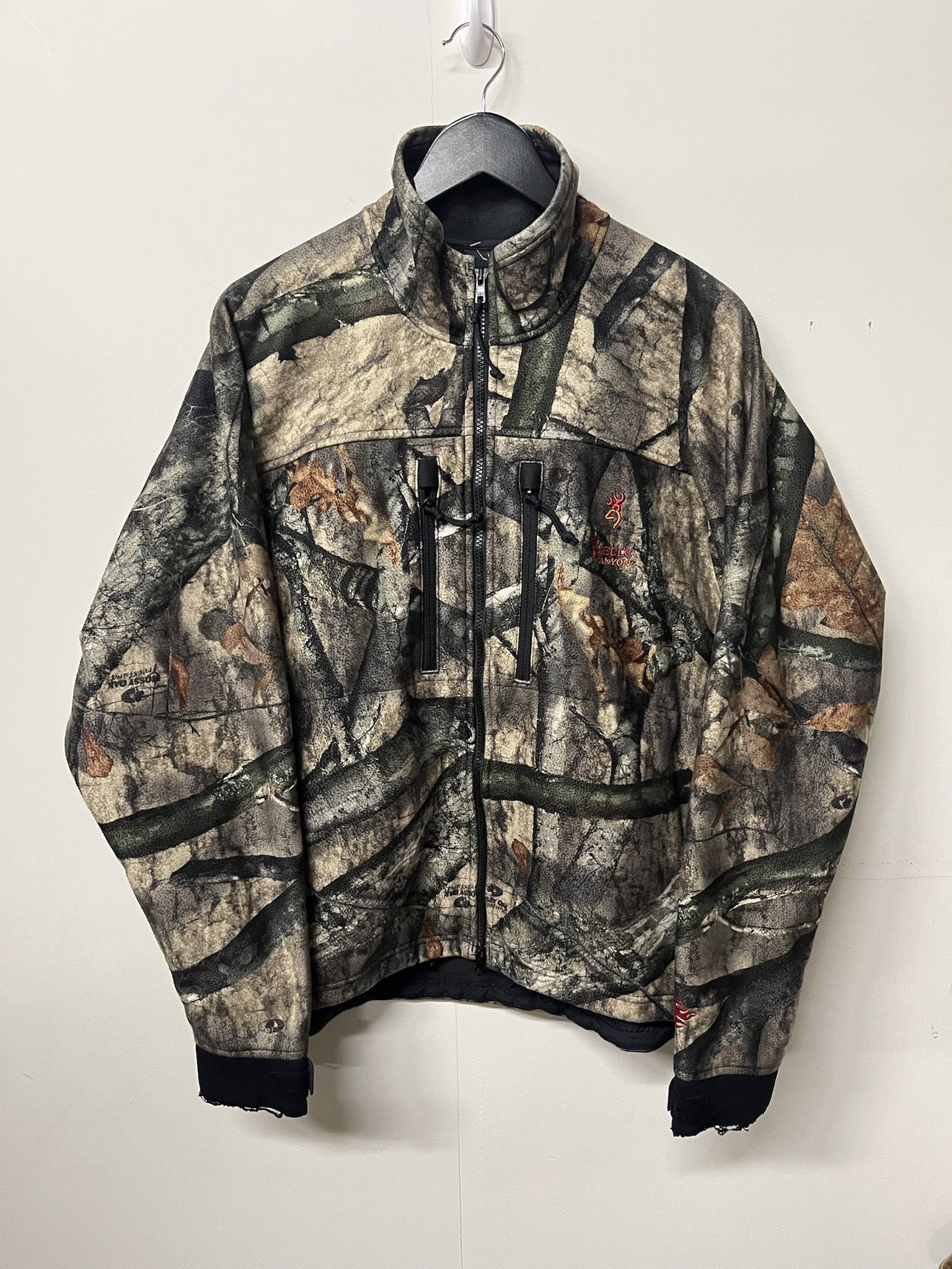 Vintage 2000s Browning Hell's Canyon Realtree Camo Fleece WIndbreaker Jacket Size L