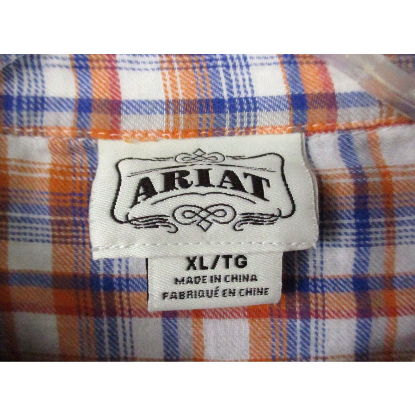 Ariat ARIAT Shirt Western Pearl Snap XL Women Blue Orange Plaid Beaded Button-Up # Cowgirl Casual Size XL / US 12-14 / IT 48-50 - 5 Thumbnail