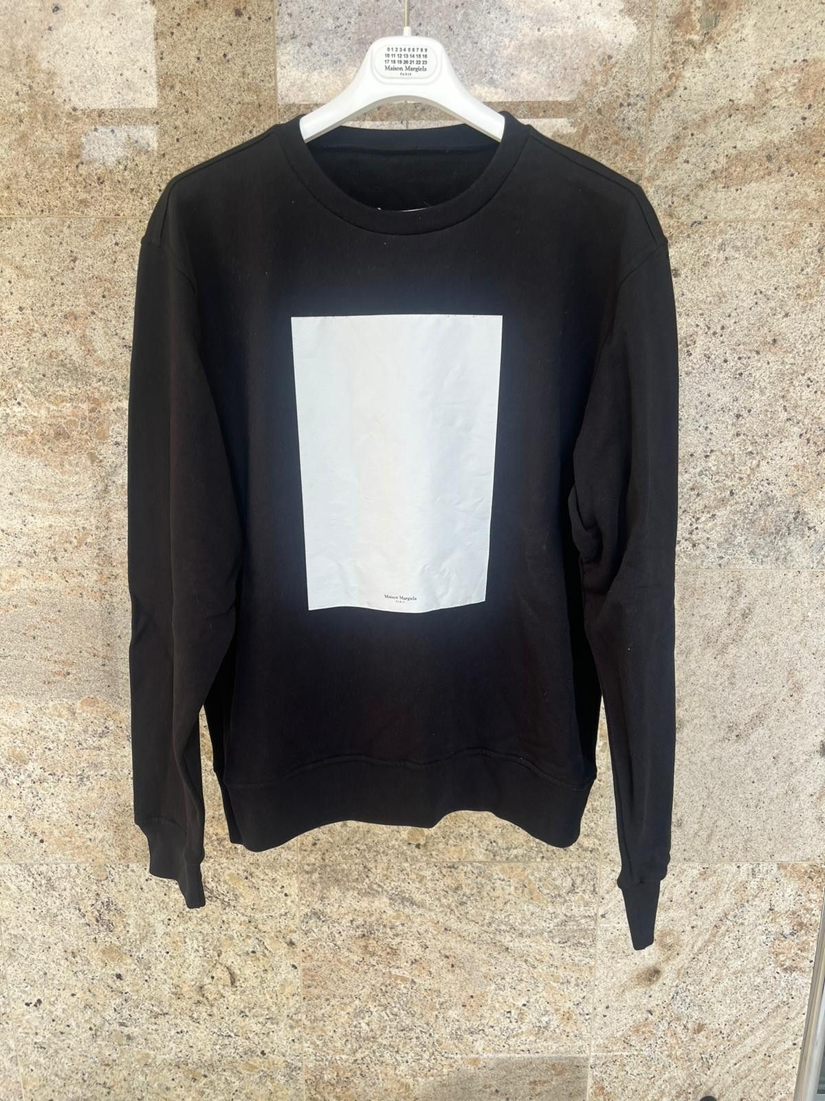 image of Maison Margiela Box Logo Crewneck Sweater In Black, Men's (Size Large)