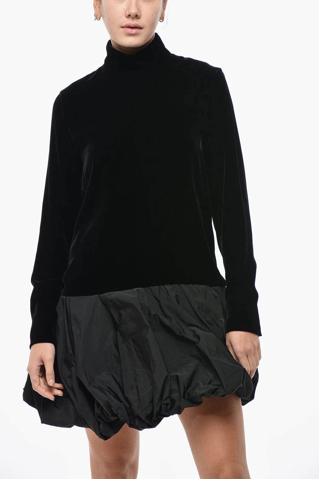 Max Mara og1mm0426 Velour Dress in Black Size M / US 6-8 / IT 42-44 - 4 Thumbnail