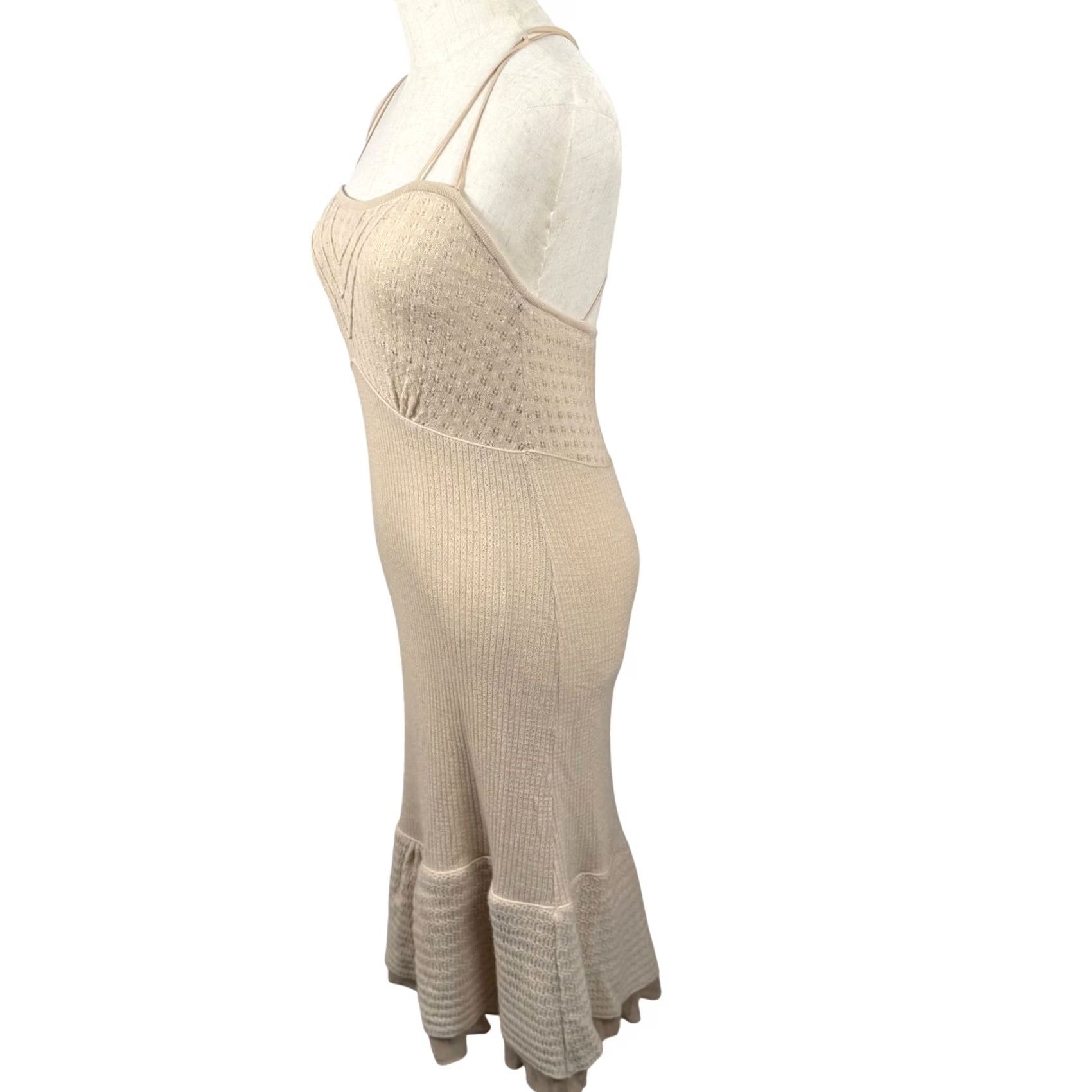Bcbgmaxazria Max Azria Knit Midi Dress Pointelle Ruffle Ber Size S / US 4 / IT 40 - 3 Thumbnail