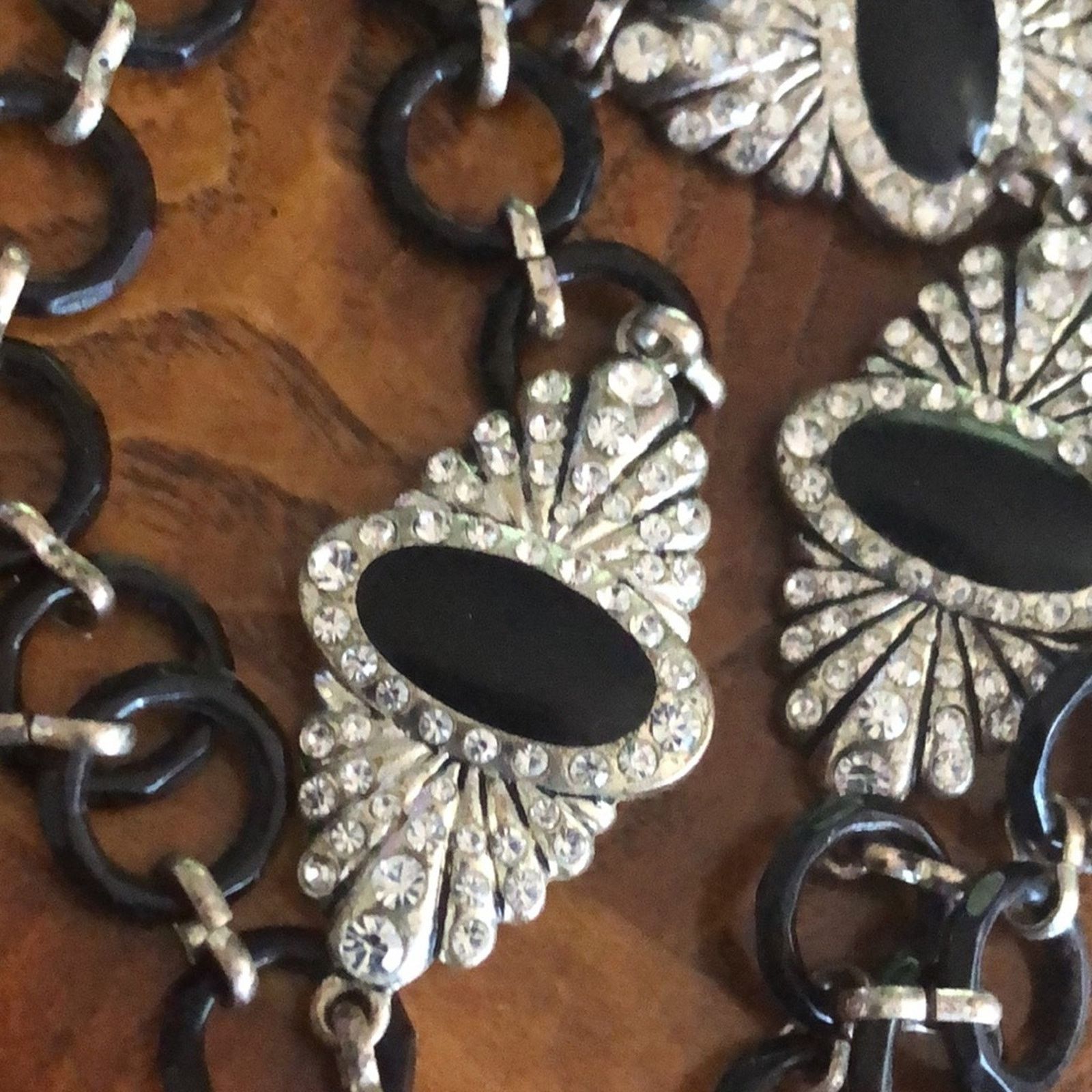 Jewelry Black enamel clear rhinestone medallion accent necklace Size ONE SIZE - 8 Thumbnail