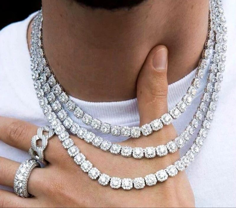 Jewelry Square Iced Out 8mm Cubic Link Necklace Size ONE SIZE - 1 Thumbnail