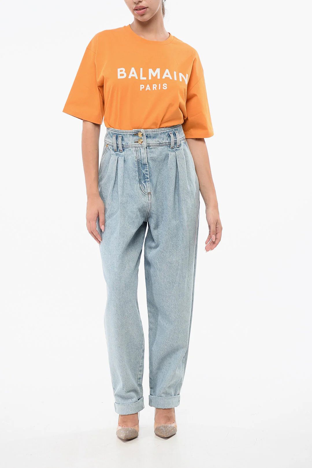 Balmain og1mm0326 Stretch-Cotton Jeans in Light Blue Size 42" / US 20 - 3 Thumbnail