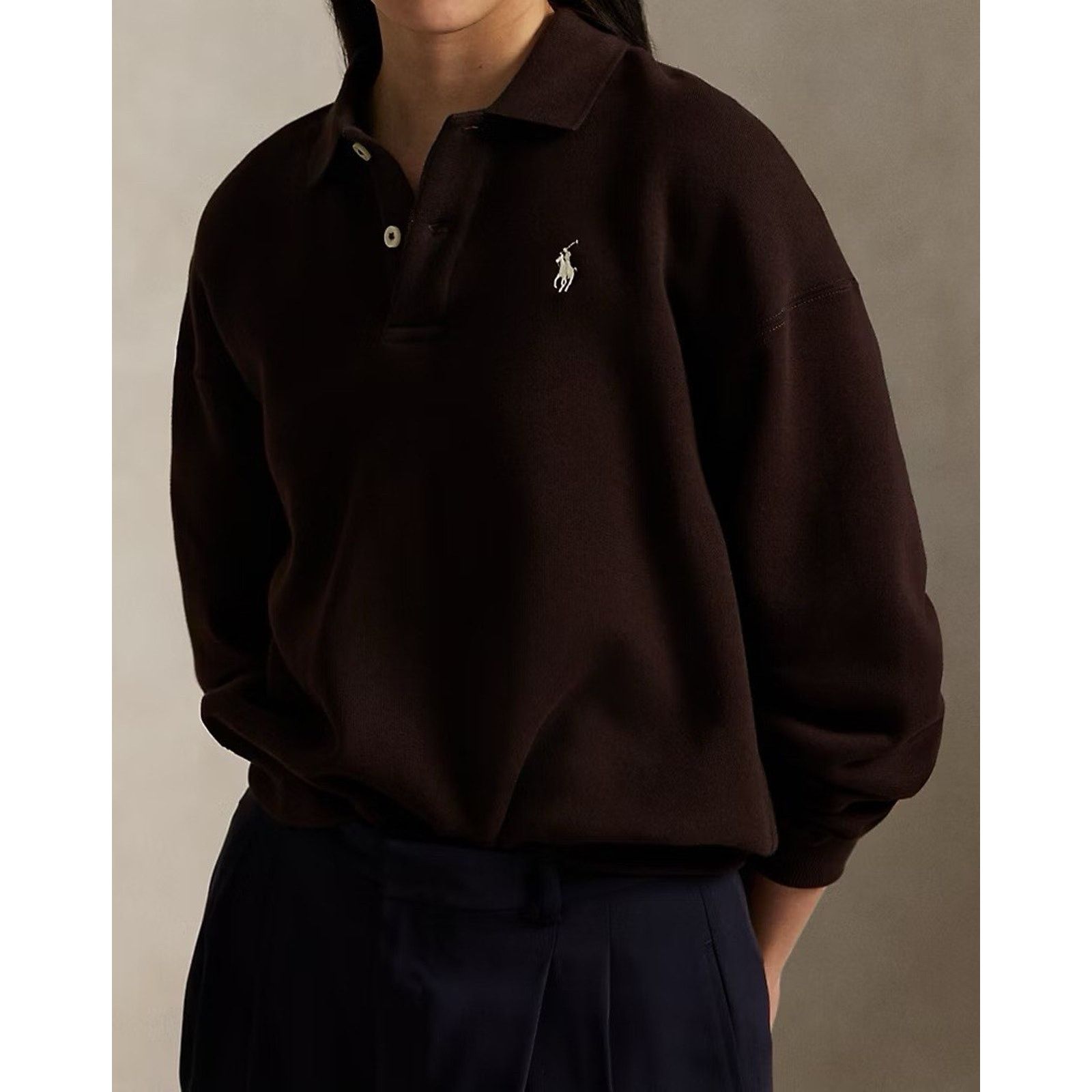 Polo Ralph Lauren NWT Ralph Lauren Woman Fleece Long-Sleeve Sweatshirt Brown Size US S / EU 44-46 / 1 - 7 Thumbnail