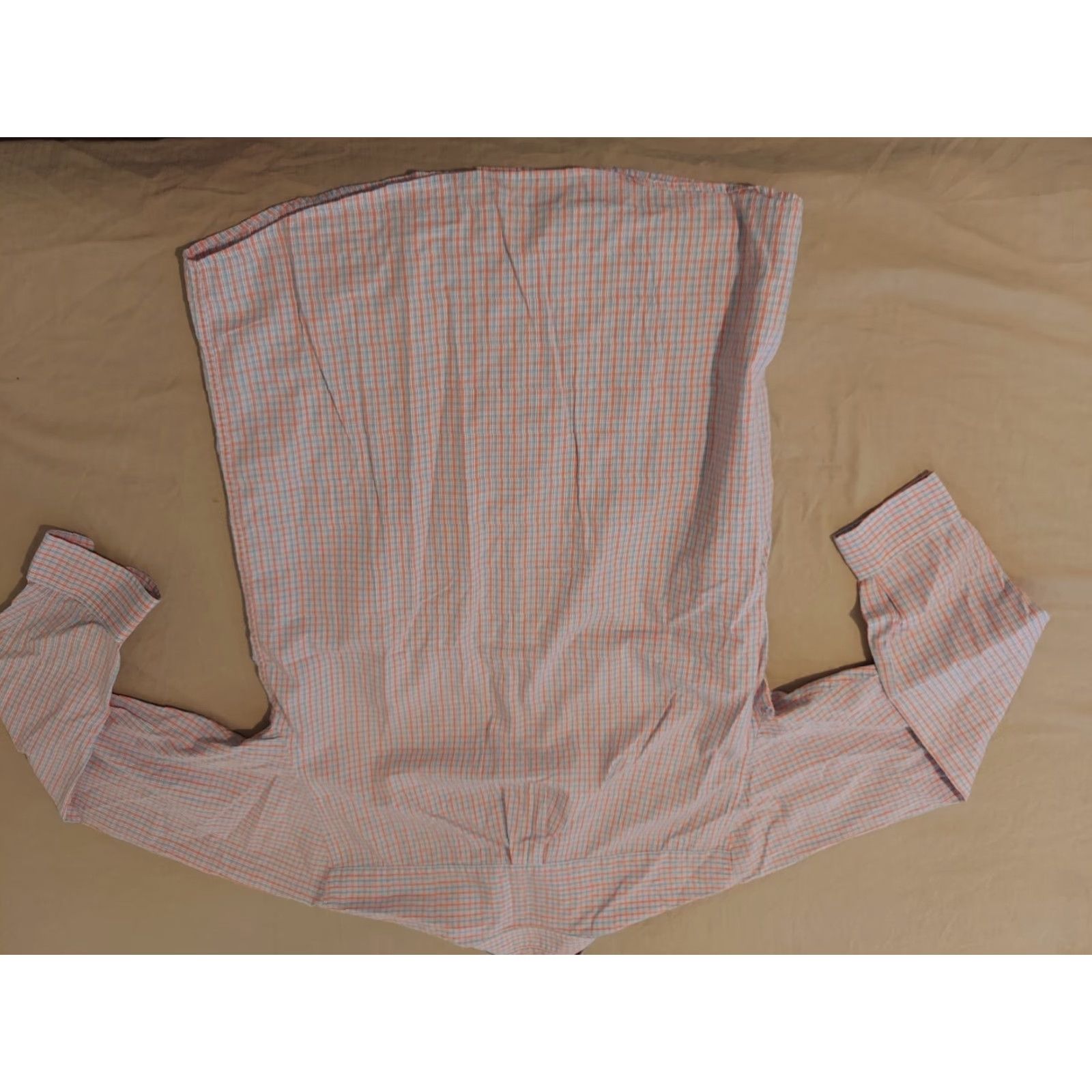 Vineyard Vines Vineyard Vines Shirt XL Men Button-Up Long Sleeve Linen Orange Blue Cotton Dress Shirt Size 46R - 5 Thumbnail