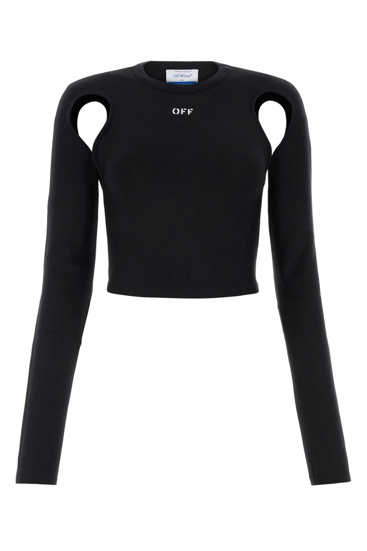 image of Off White Black Stretch Nylon Top, Women's (Size Small)