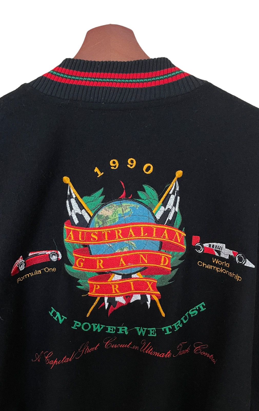 Vintage Vintage Formula One Grand Prix Leather Varsity 1990s Size US L / EU 52-54 / 3 - 5 Thumbnail