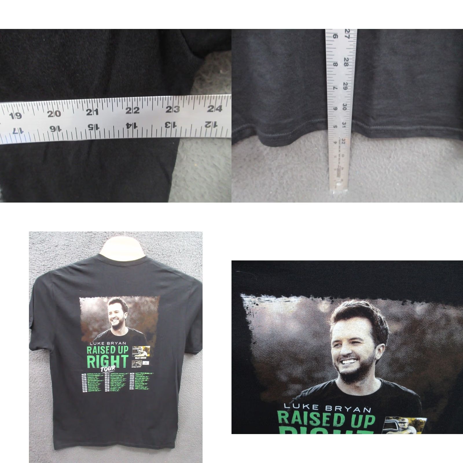 Fruit Of The Loom NEW DEFECTS Luke Bryan Raised Up Right Tour 2022 Concert T-Shirt Black XL Men Size US XL / EU 56 / 4 - 8 Thumbnail