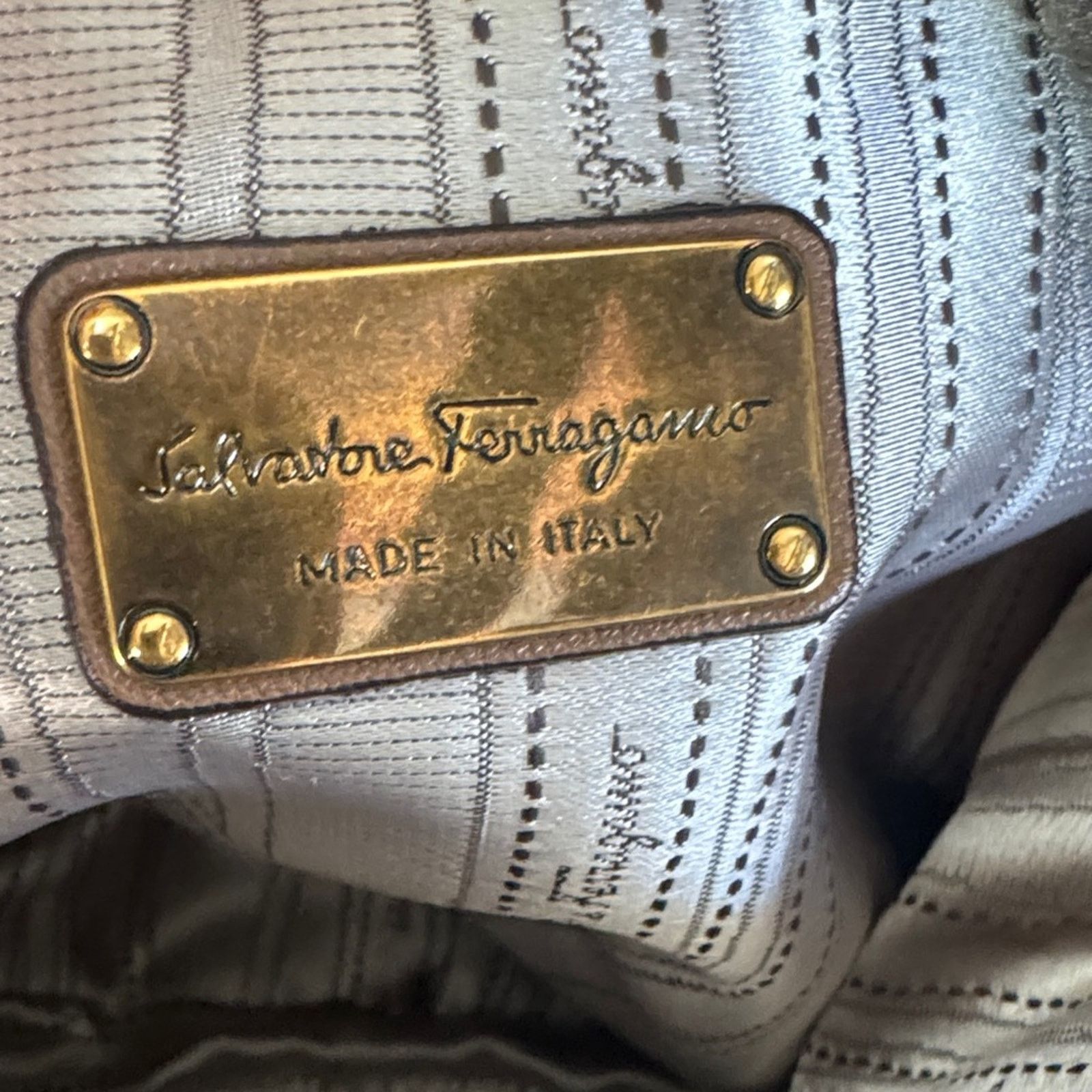 Salvatore Ferragamo Salvatore Ferragamo Vintage Gancini Leather Hobo Bag – Tan Size ONE SIZE - 9 Thumbnail