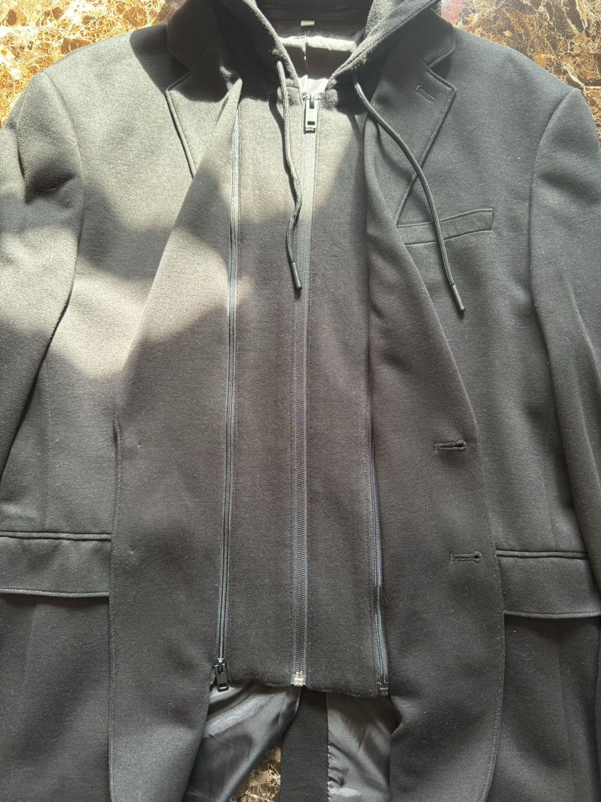 Express Express Men Double Zip Blazer with Hoodie Mens Slim Fit XL Size 42R - 2 Thumbnail
