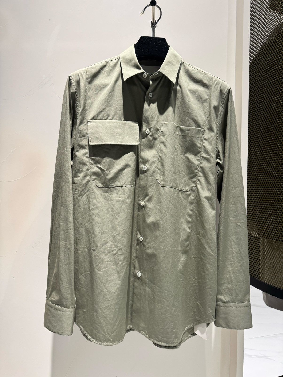 Jil Sander Size 39 Green Asymmetric Pocket Cotton Shirt - NWT Size US S / EU 44-46 / 1 - 1 Thumbnail