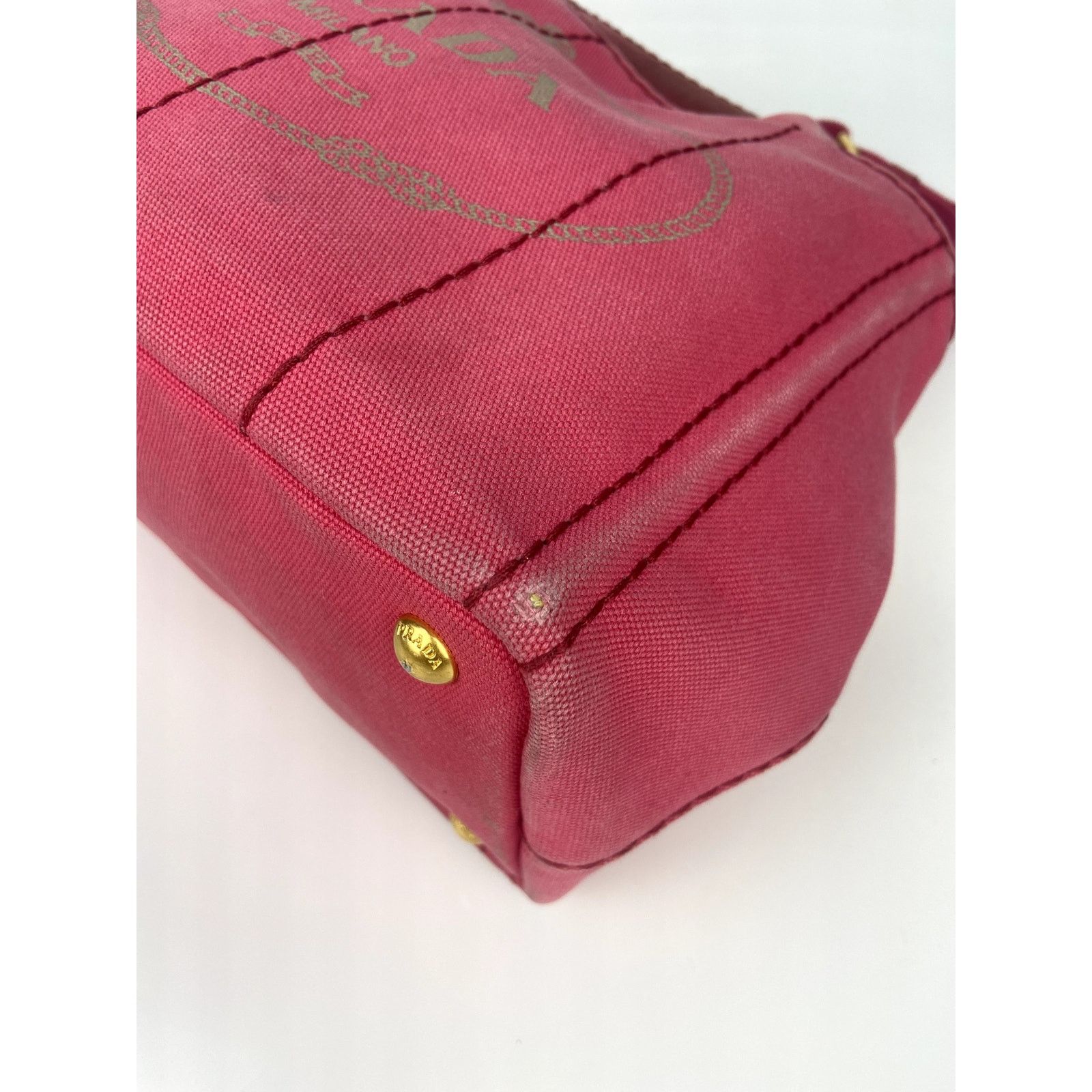 Prada Prada Pink Canapa Canvas Logo Print Tote Size ONE SIZE - 9 Thumbnail