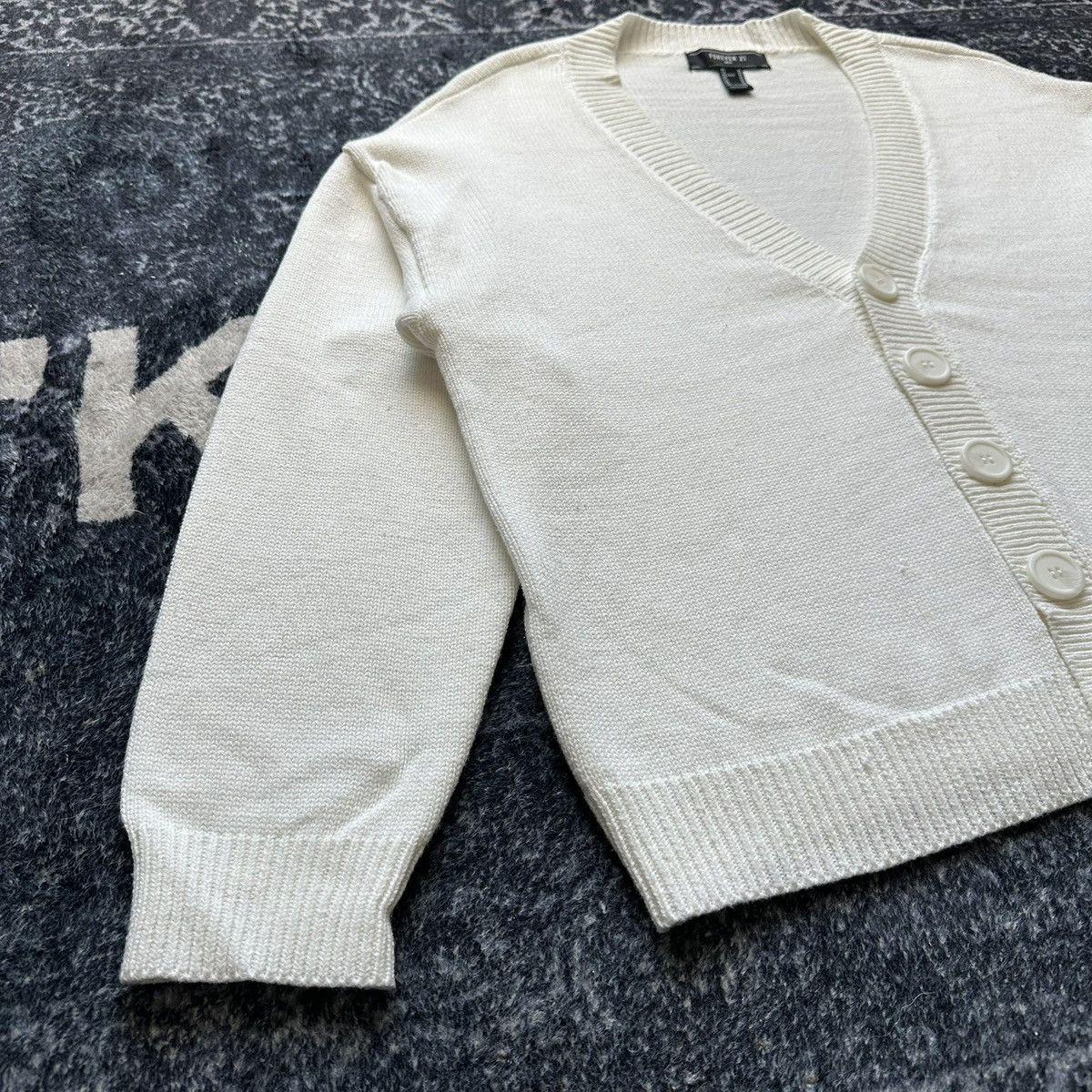 Other Knitted White Boxy Cardigan Size US M / EU 48-50 / 2 - 2 Thumbnail