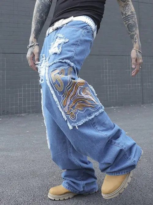 Jean Patch Skate Baggy Denim Jeans Wide leg Size US 34 / EU 50 - 3 Thumbnail