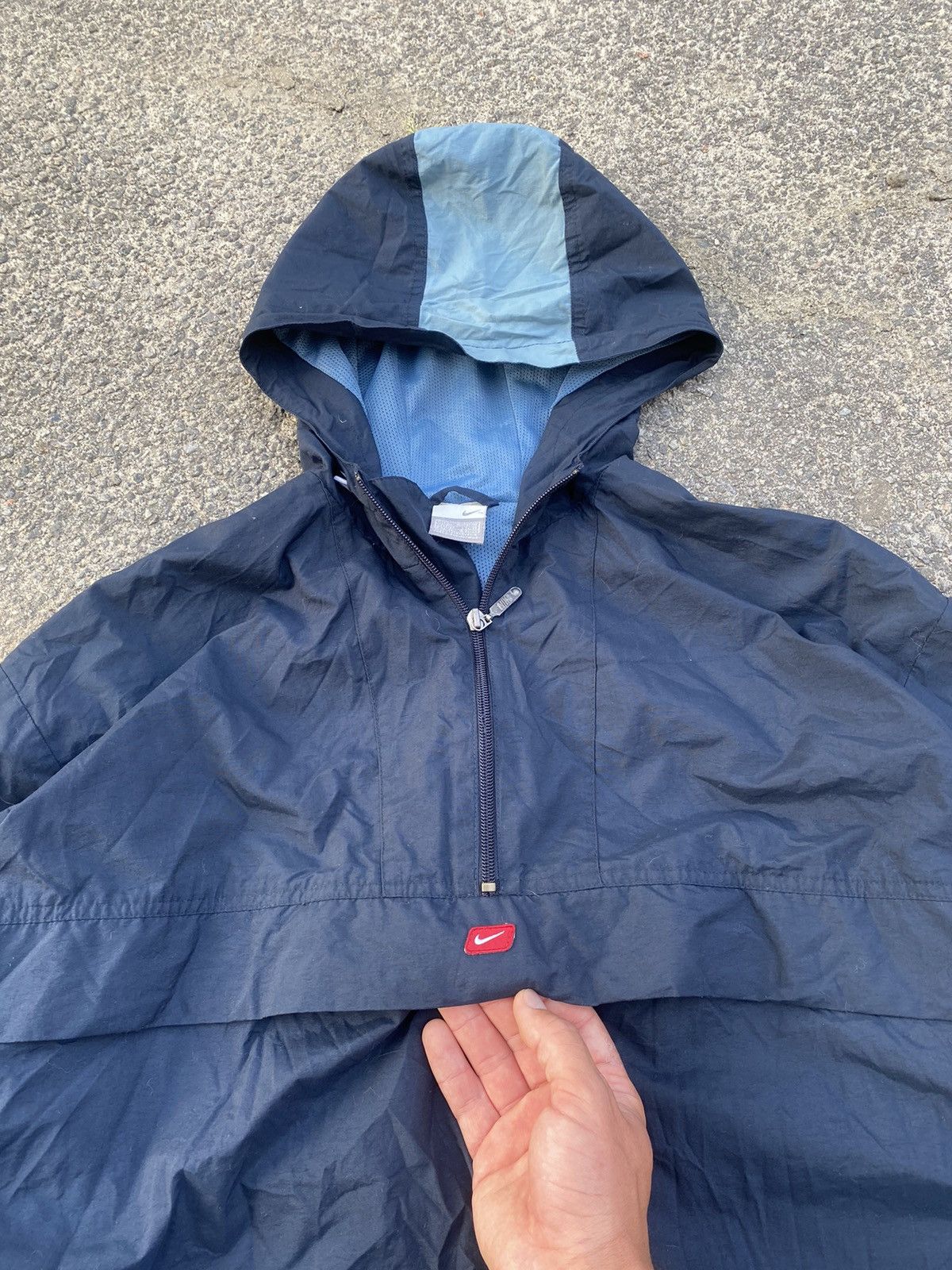 Nike × Vintage 00s Nike Vintage Nylon Center Swoosh Anorak Jacket Size US XL / EU 56 / 4 - 2 Thumbnail