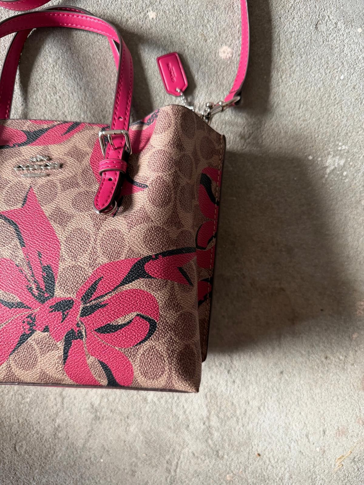 Coach Coach 2Way Signature Mollie 25 Ribbon Tote Bag Beige/Pink Size ONE SIZE - 4 Thumbnail