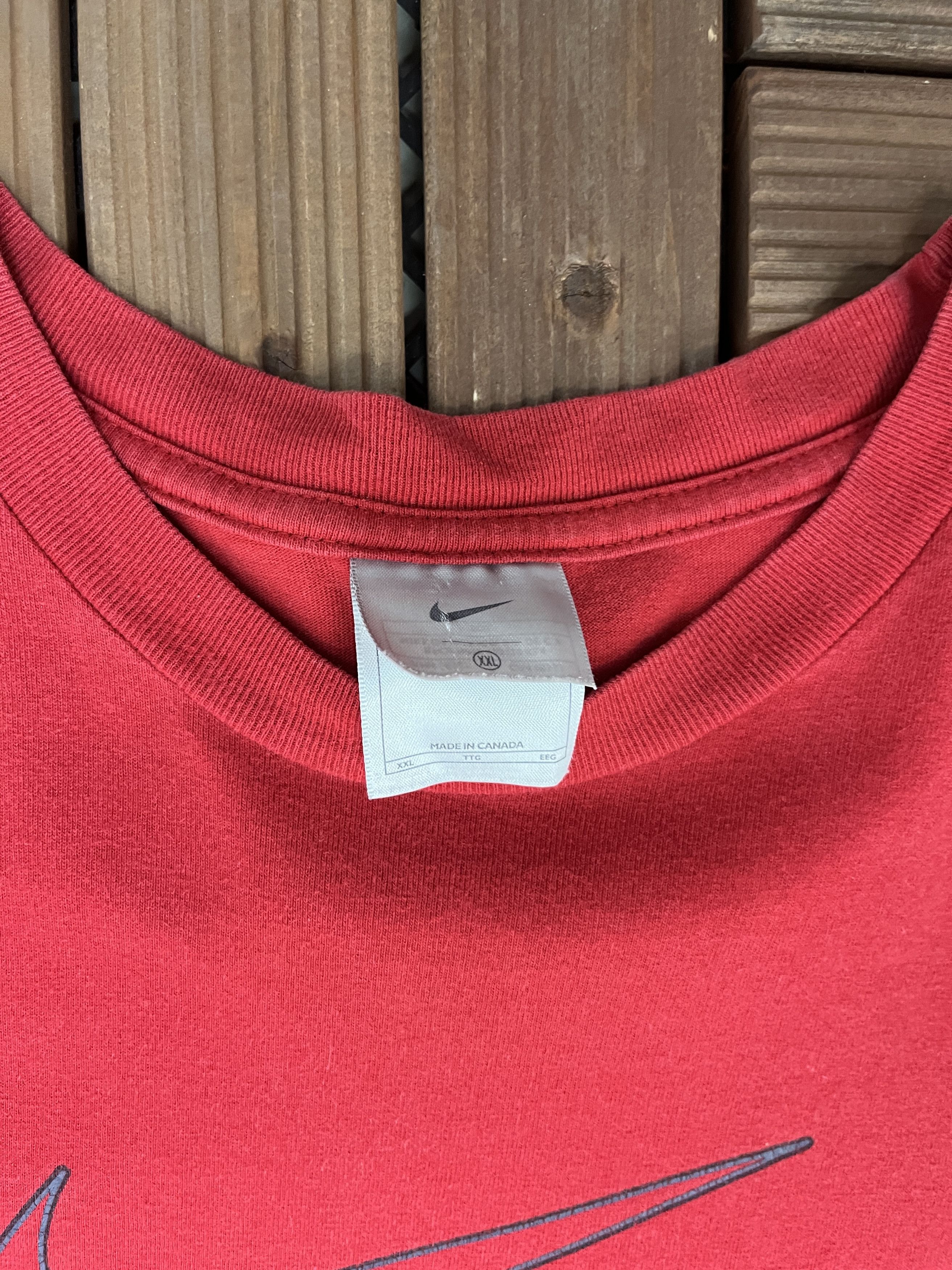 Nike × Vintage Nike Big Swoosh Vintage Red T-Shirt Tee Size US XXL / EU 58 / 5 - 5 Thumbnail