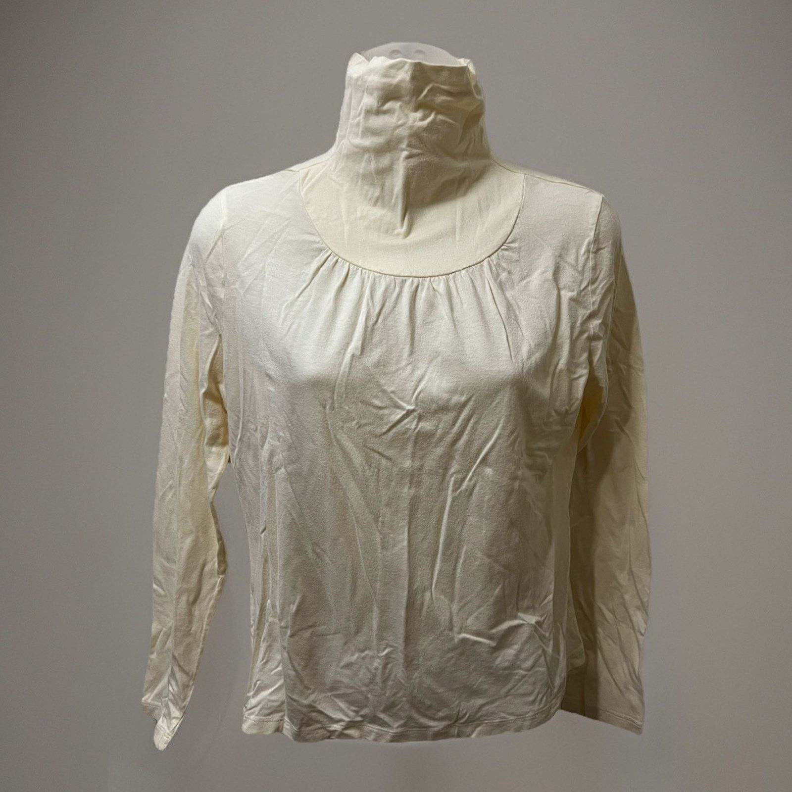 Talbots High Neck Top Ruched Long Sleeve Stretch Back Zipper Blouse Size M / US 6-8 / IT 42-44 - 1 Thumbnail