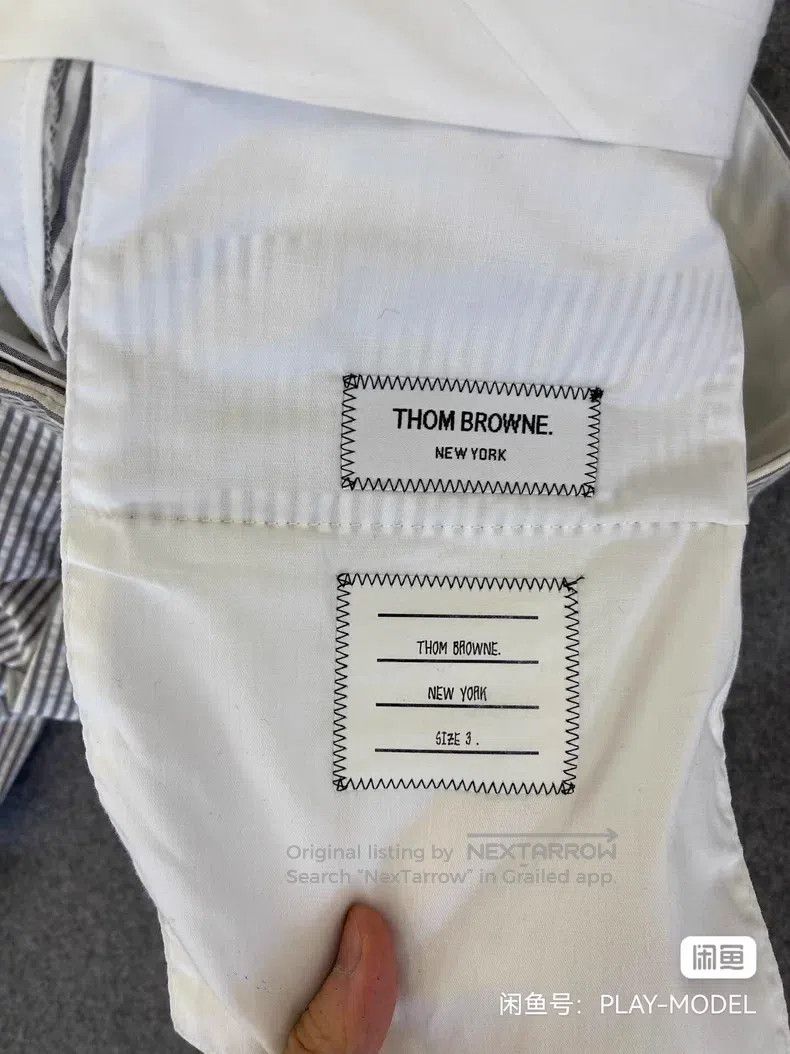 Thom Browne Thom Browne size 3 Seersucker Trousers, Classic Blue and Wh Size 38S - 5 Thumbnail