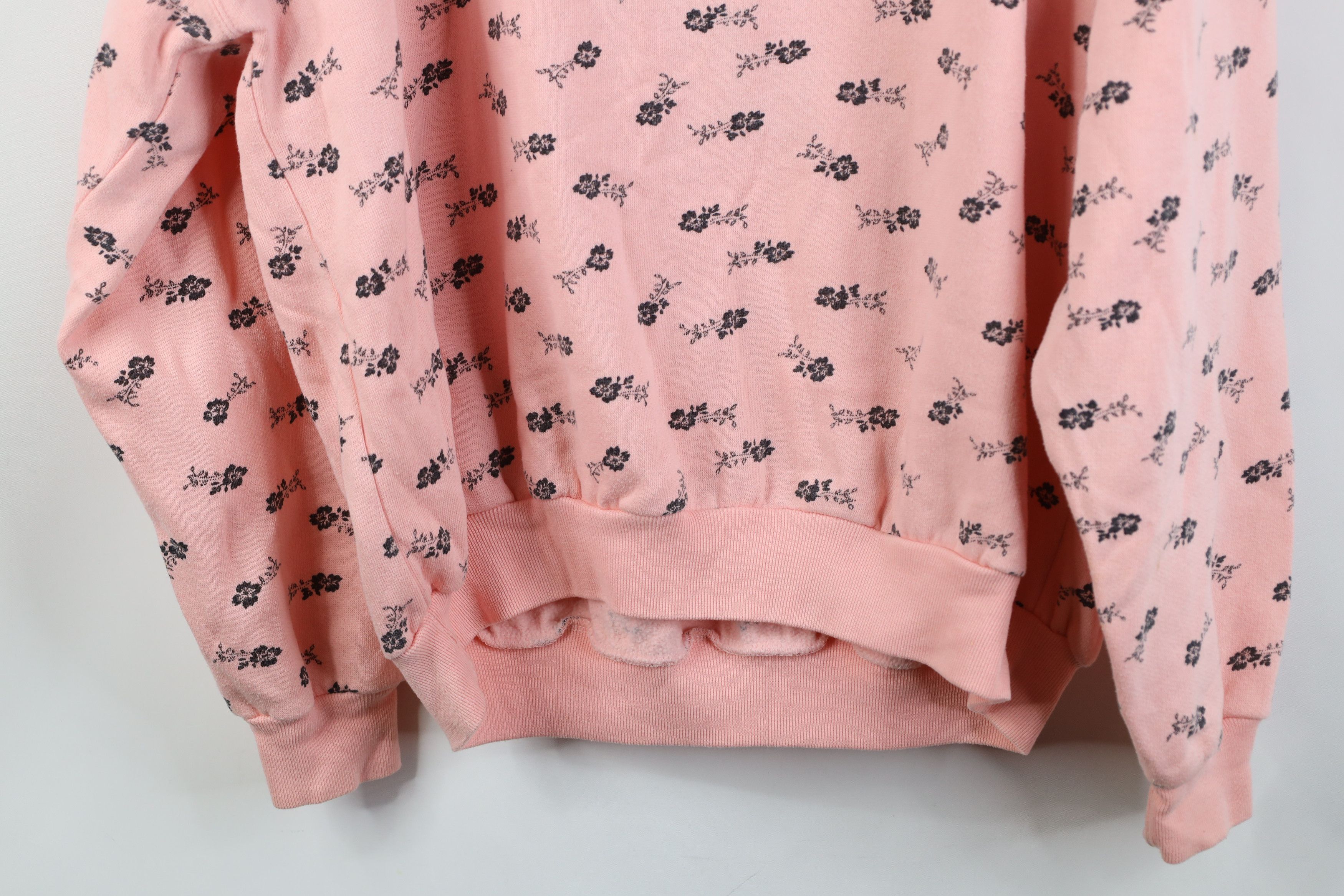 Vintage Vintage 90s Streetwear Flower Henley Sweatshirt Pink Size L / US 10 / IT 46 - 15 Thumbnail