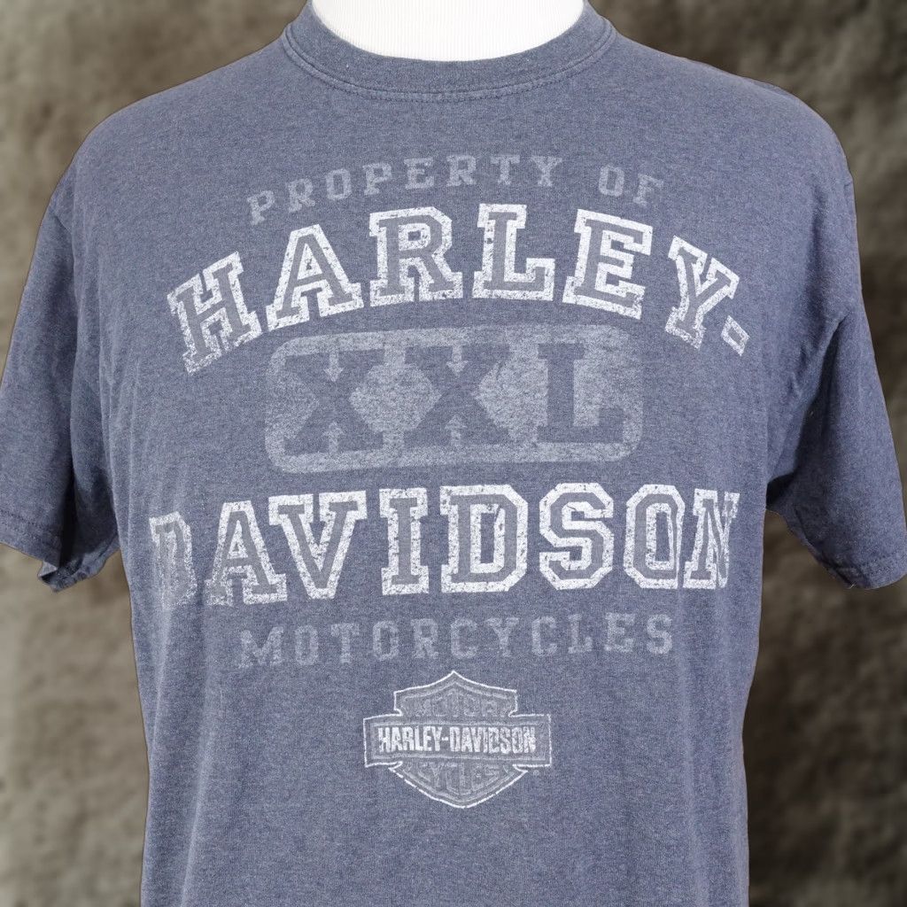 Harley Davidson VINTAGE Harley-Davidson Tshirt Blue Chi-Town Tinley Park IL - Adult Large - Crew Neck Cotton T-Shirt Mens/Unisex - 1980s-90s Style? Size US L / EU 52-54 / 3 - 1 Thumbnail