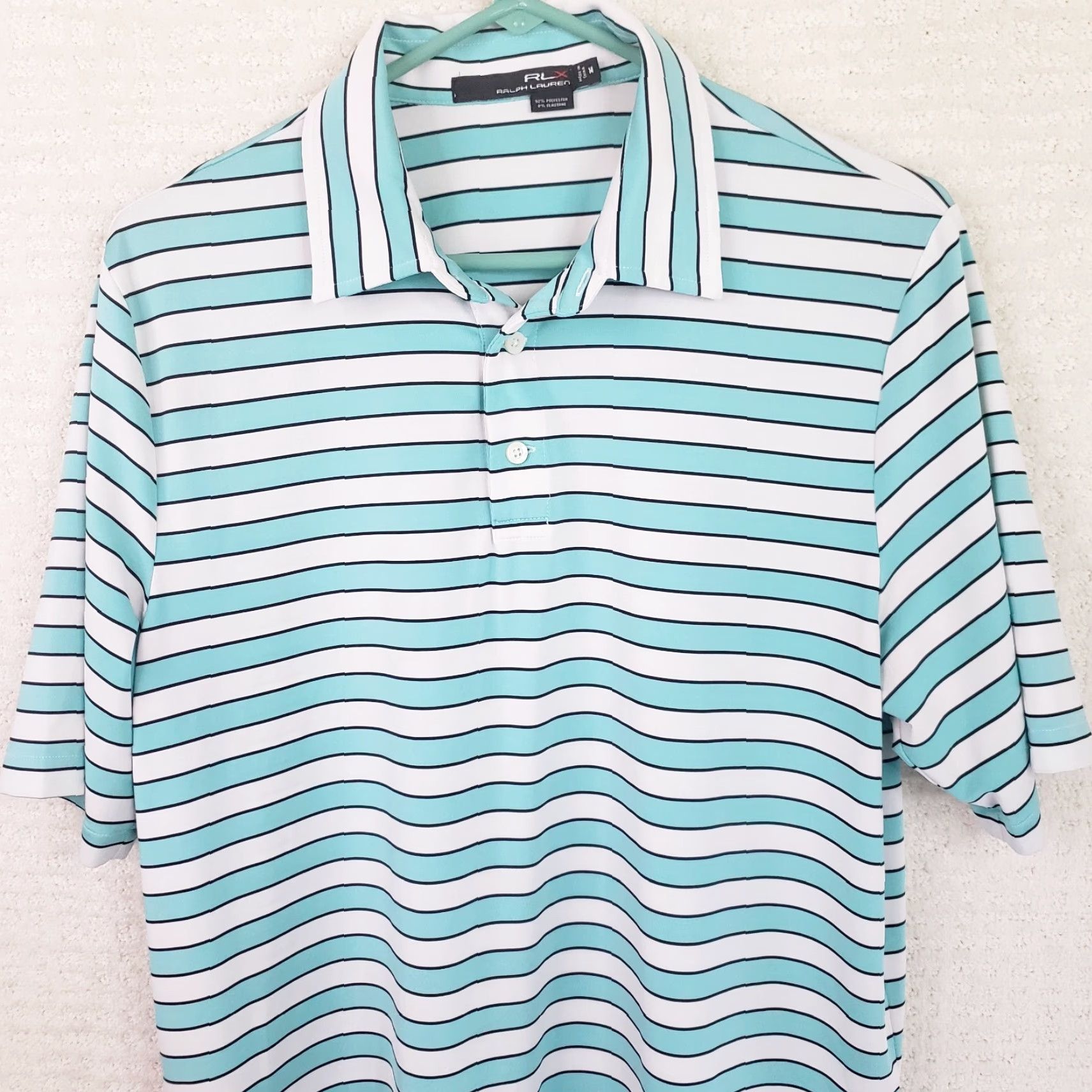 RLX Ralph Lauren RLX Ralph Lauren Polo Shirt Mens M Blue White Short Sleeve Golf Stretch Wicking Size US M / EU 48-50 / 2 - 2 Thumbnail