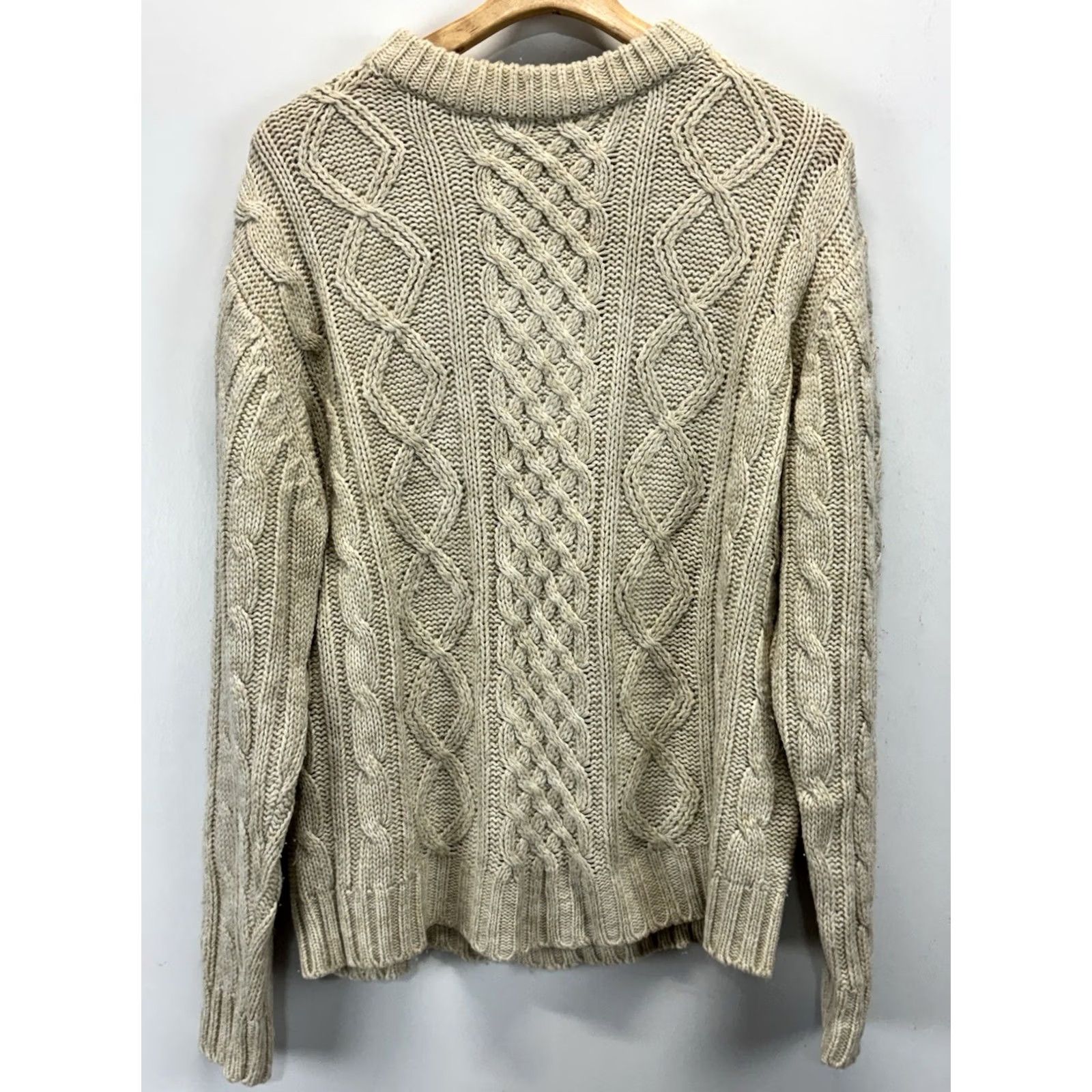 Vintage VINTAGE Thane Sweater Men's L Cable-Knit Fisherman Coastal Preppy Beige Ivy League Size US L / EU 52-54 / 3 - 2 Thumbnail