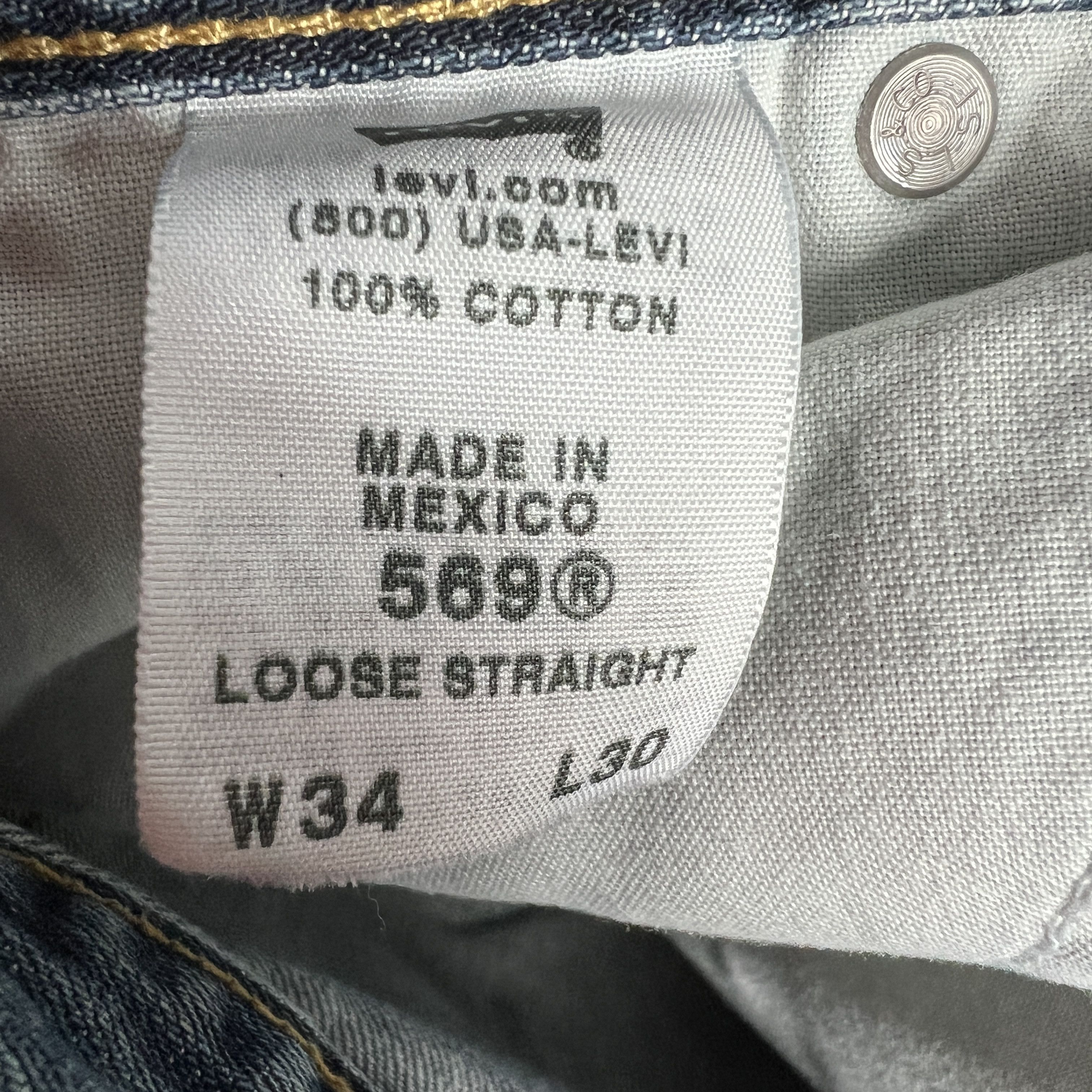 Levi's Y2K Levi's Jean 569 Loose Straight Blue Faded Thrashed Denim Size US 34 / EU 50 - 11 Thumbnail