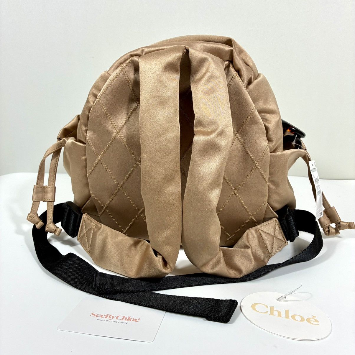 See by Chloe See by Chloe Tilly Satin Mini Backpack Biscotti Beige NWT Size ONE SIZE - 7 Thumbnail