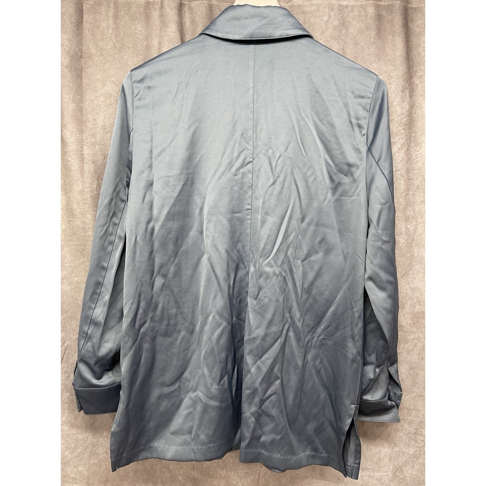 Chicos Chico's Blue Satin Utility Jacket Size 2 (12/14) Women's Ful Size XS / US 0-2 / IT 36-38 - 9 Thumbnail