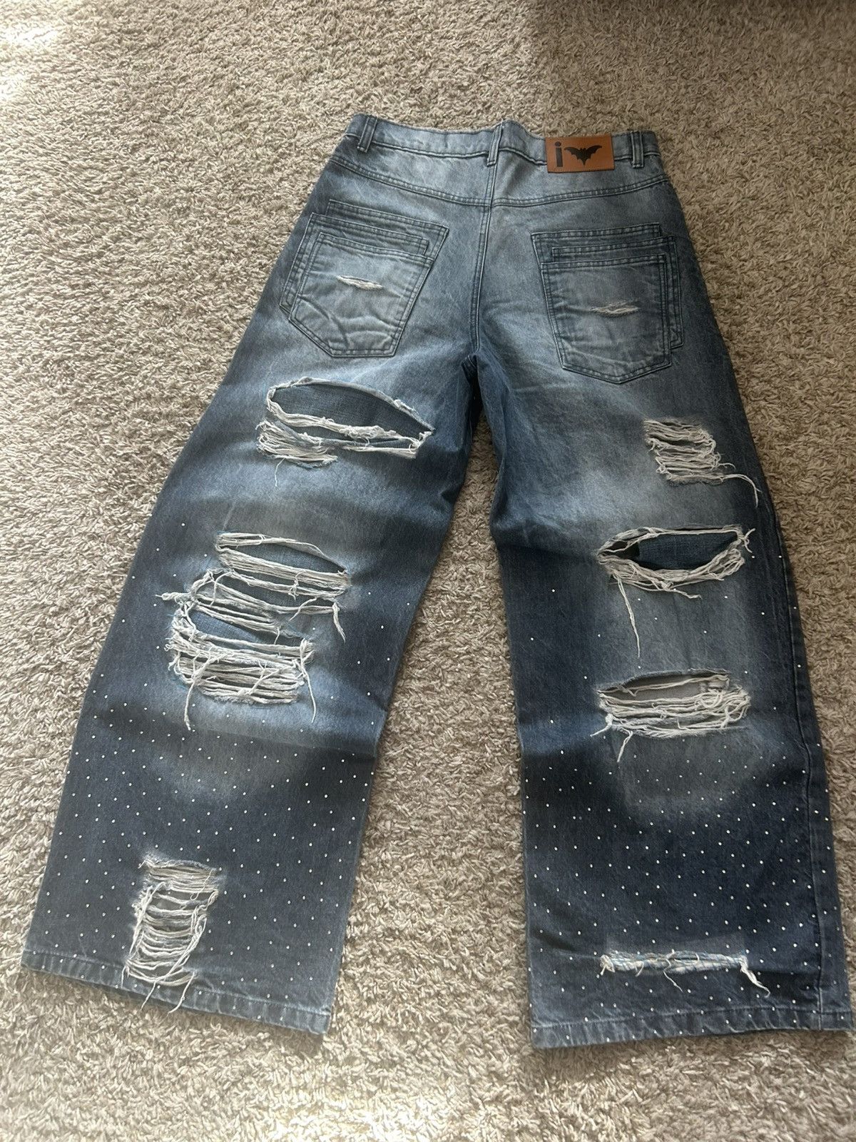 Other baggy distressed rhinestone jeans Size US 34 / EU 50 - 2 Thumbnail