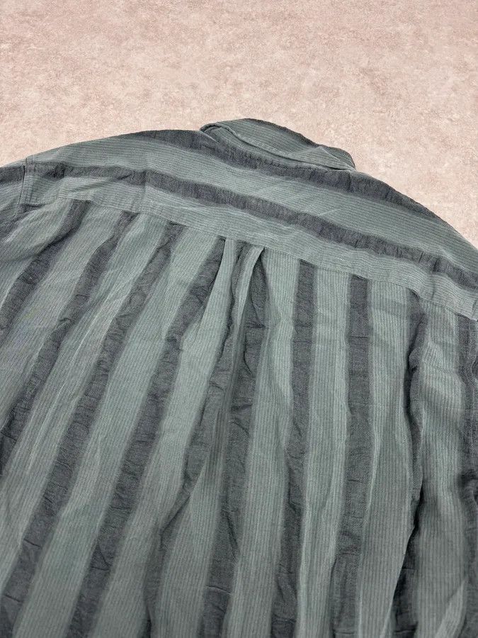 Emporio Armani 1990s Emporio Armani Grey Relief Striped Shirt Size US XL / EU 56 / 4 - 6 Thumbnail