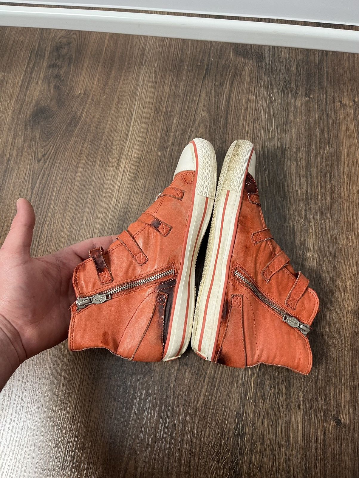 ASH Vintage Ash Punk Faded Leather Hi-Top Strap Sneakers Size US 9 / IT 39 - 8 Thumbnail