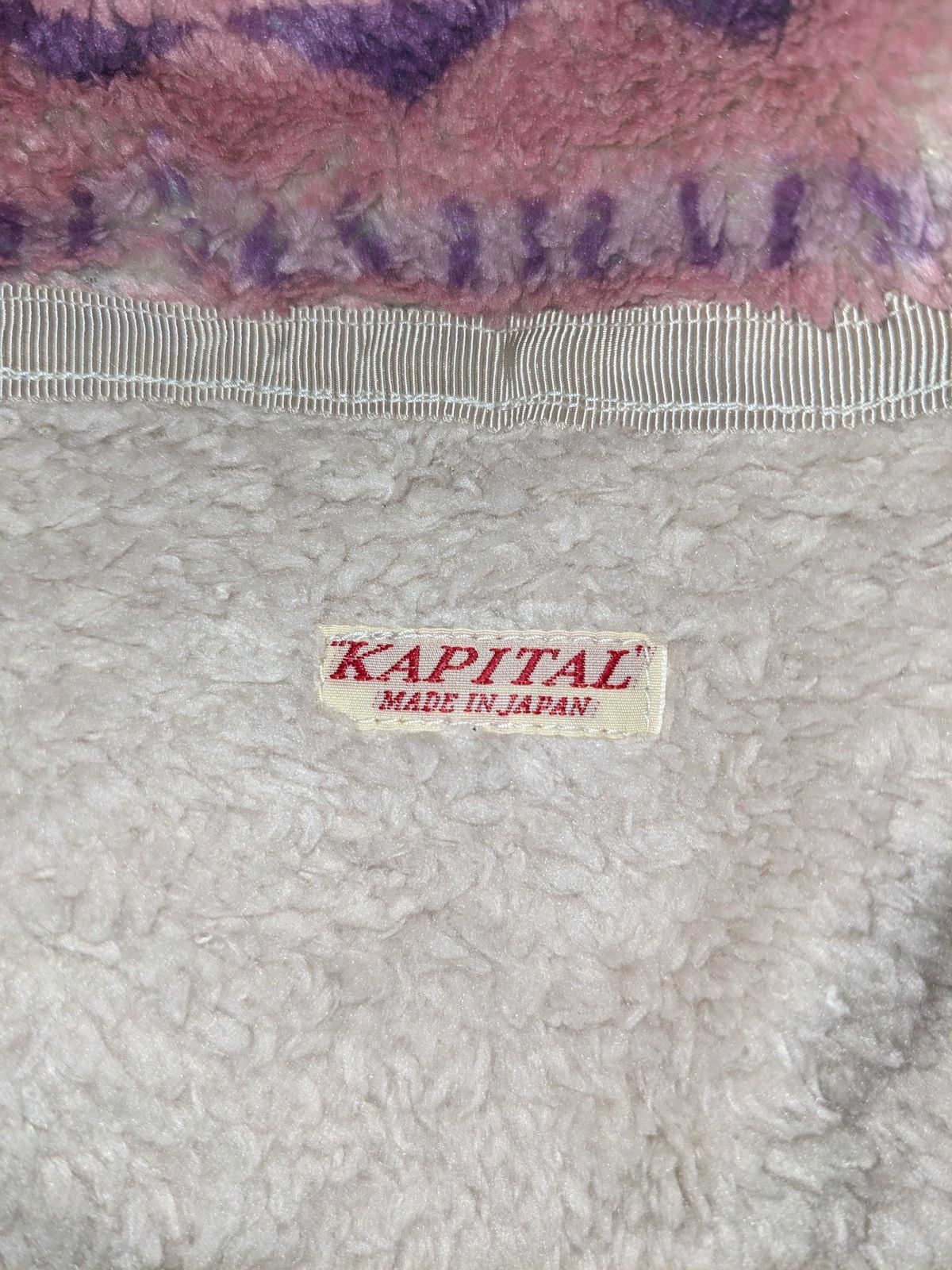 Kapital Kapital Ashland Stripe Bone Pattern Fleece Zip Blouson Pink Size US XL / EU 56 / 4 - 6 Thumbnail