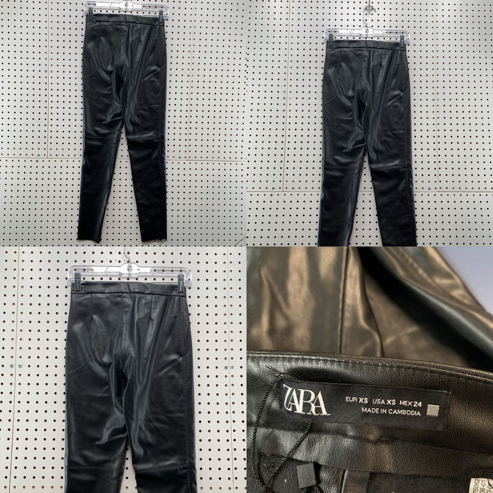 Zara Zara Pants Womens XS Faux Leather Black Tapered 25x27 NWT Size 42" / US 20 - 8 Thumbnail