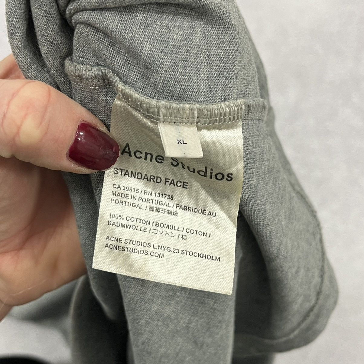 Acne Studios Grey Acne Studios cotton tee t-shirt with white logo Size S / US 4 / IT 40 - 7 Thumbnail