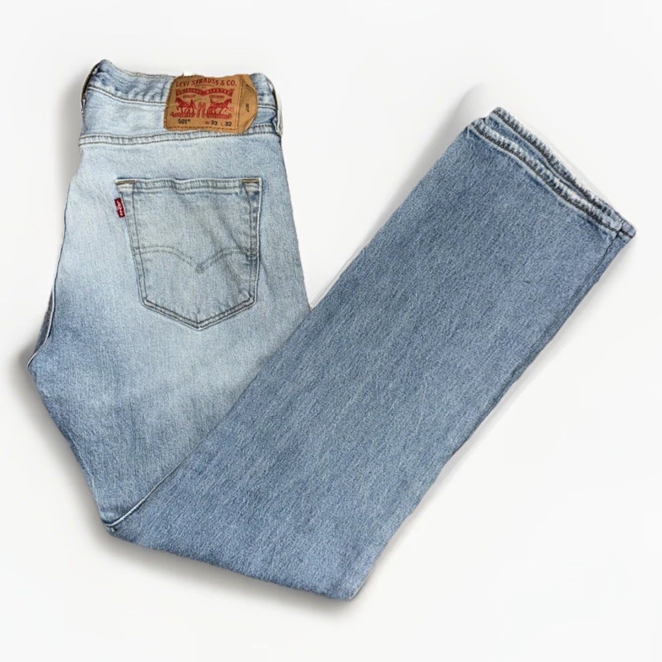Levi's VINTAGE Levi’s 501 Button Fly Jeans Men 33x31 Stone Washed Blue Denim Straight Leg Distressed USA 501 Mens Size US 33 - 2 Thumbnail