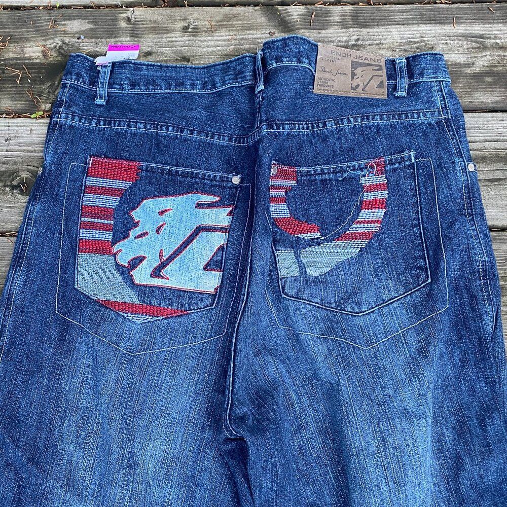 Clench × Japanese Brand × Vintage Vintage Y2K Clench Embroidered Jeans Size 38 Blue Size US 38 / EU 54 - 1 Thumbnail