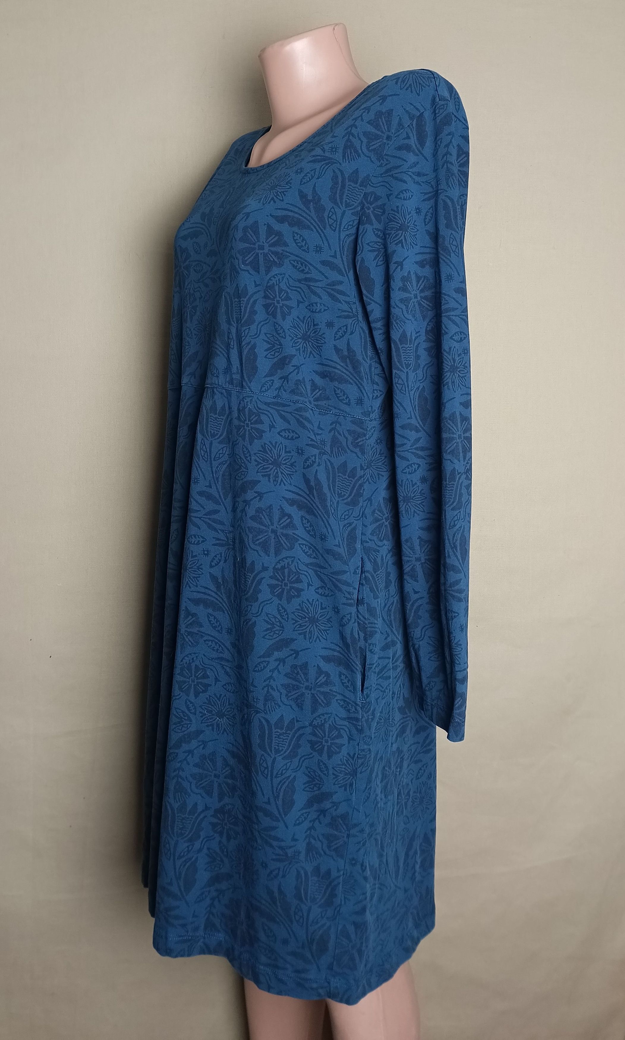 Designer Gudrun Sjoden Blue Floral Print Cotton Dress Size M Size M / US 6-8 / IT 42-44 - 2 Thumbnail