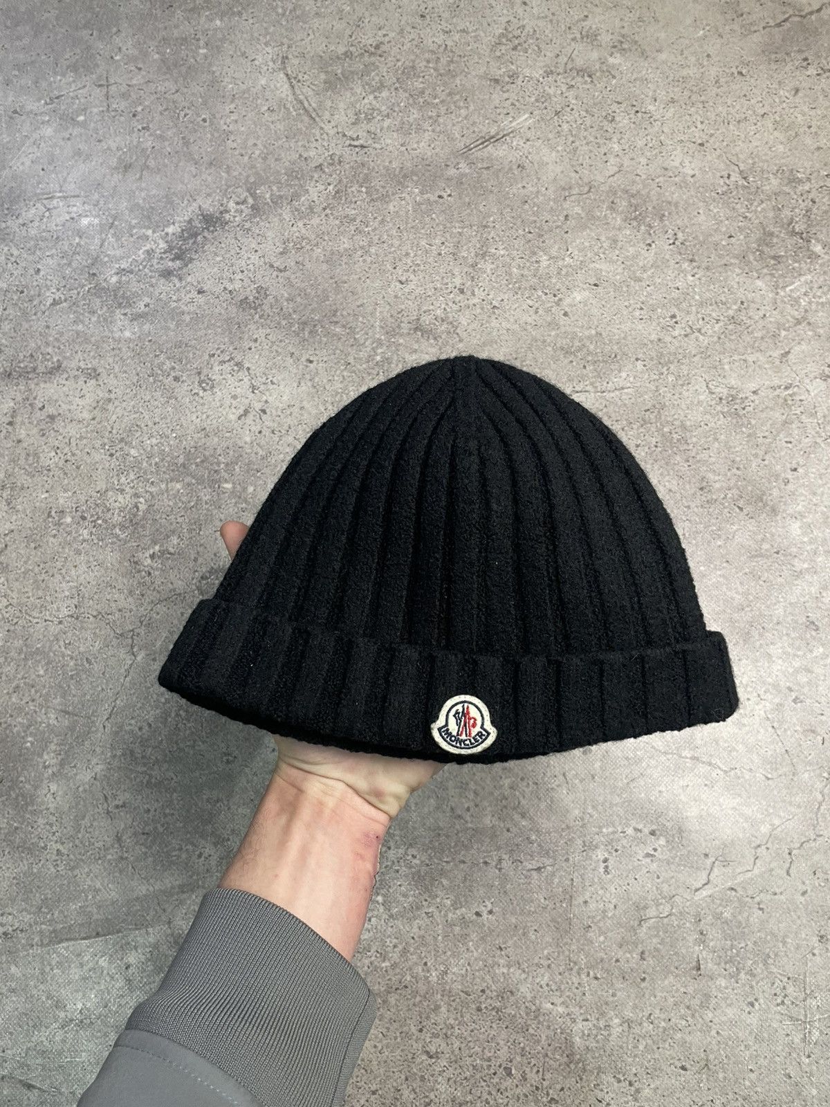 Moncler Moncler Wool Beanie Hat Black – Men’s Winter Knit Logo Hat Size ONE SIZE - 1 Thumbnail