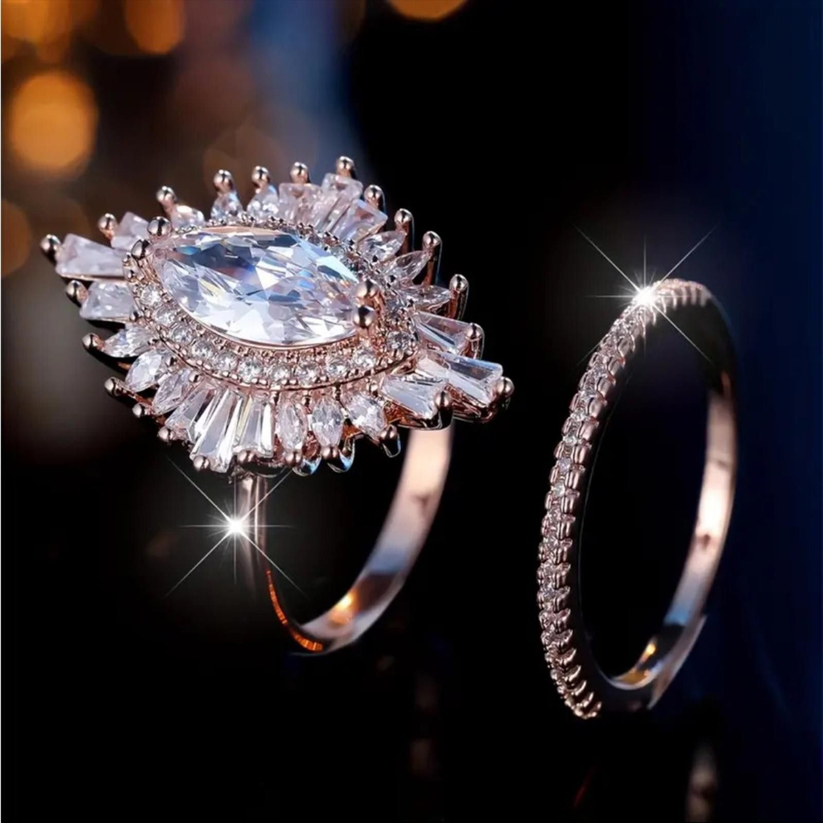 Designer Crystal Ring Set Size 8 NWT Size ONE SIZE - 2 Thumbnail