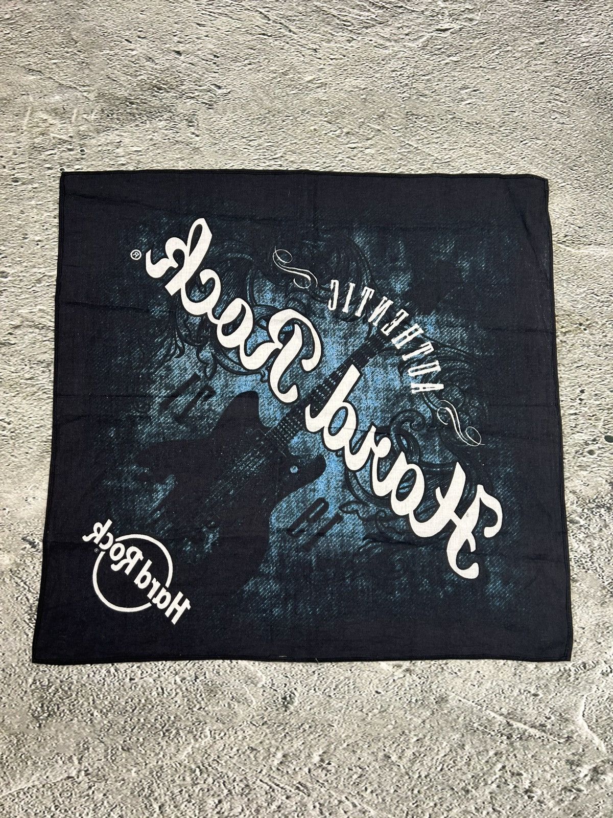 Hard Rock Cafe × Vintage Hard Rock Cafe Shawl Vintage scarf Navy Blue Size ONE SIZE - 5 Thumbnail