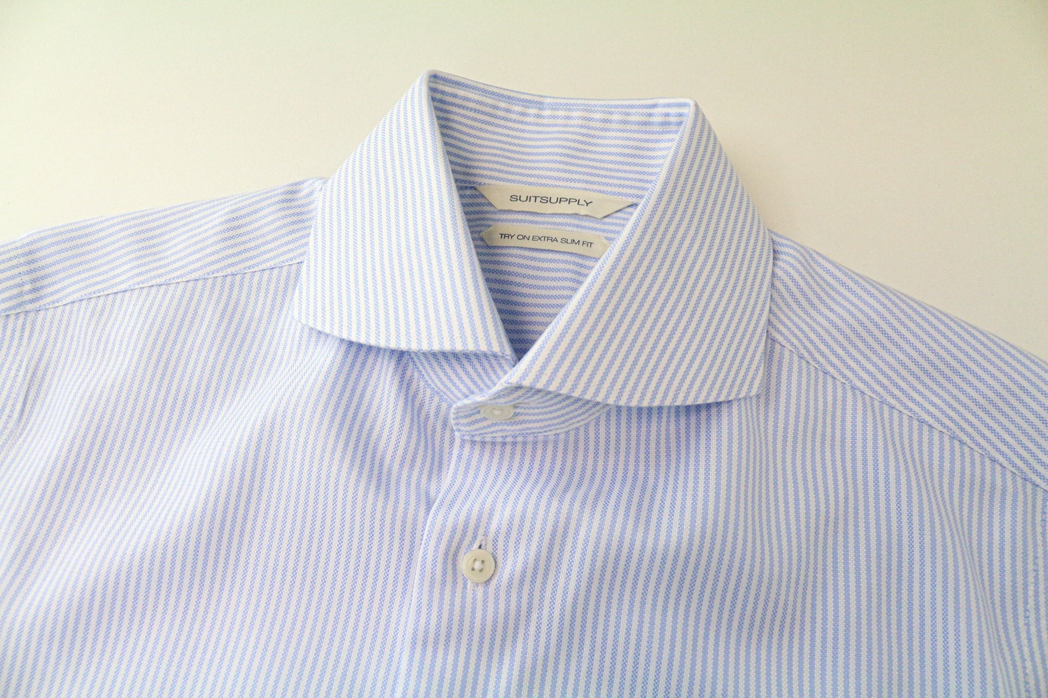 Suitsupply 37/14 1/2 Extra Slim Blue Cotton Striped Shirt 75475 Size US S / EU 44-46 / 1 - 3 Thumbnail