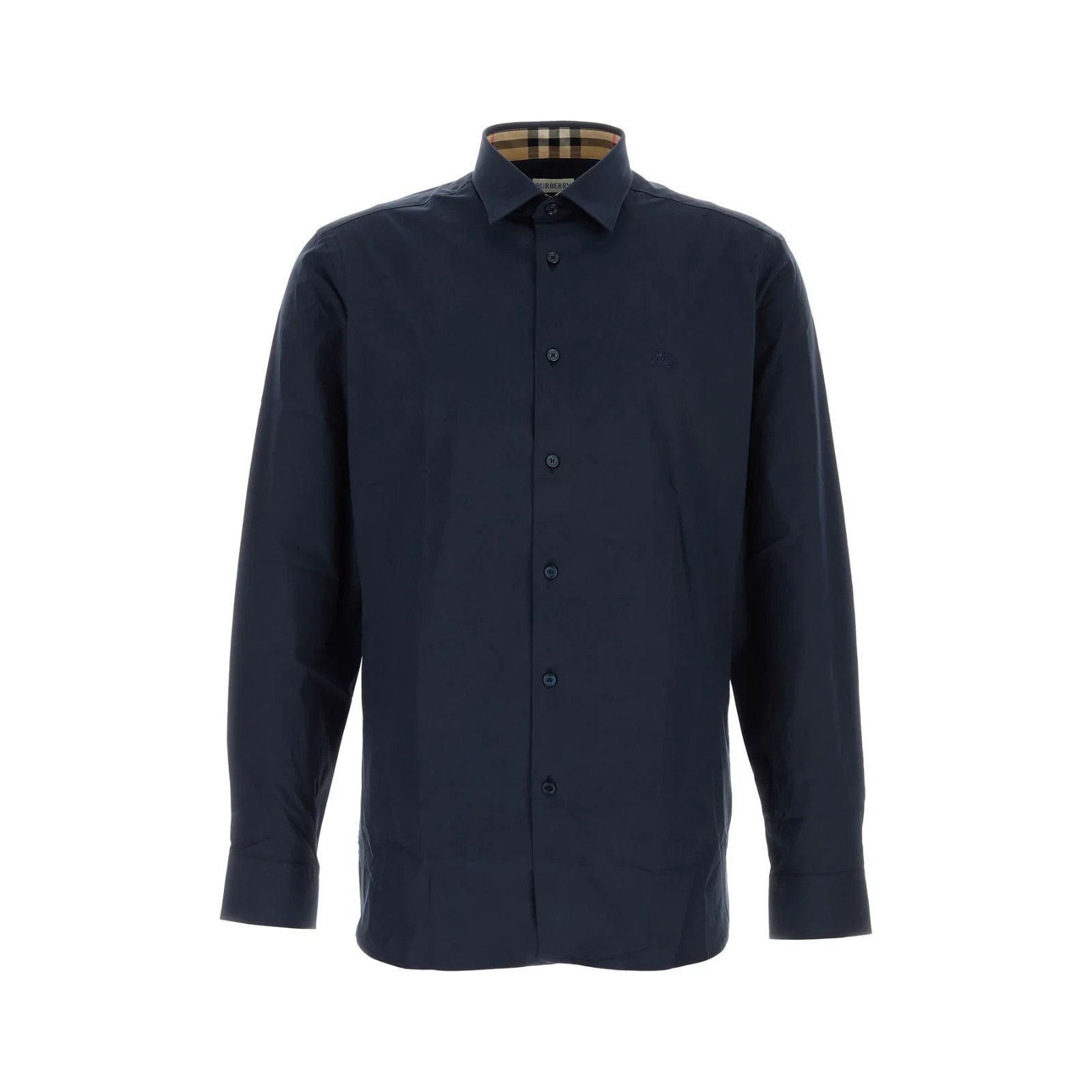 BURBERRY Navy Blue Stretch Poplin Shirt New & Authentic (Men