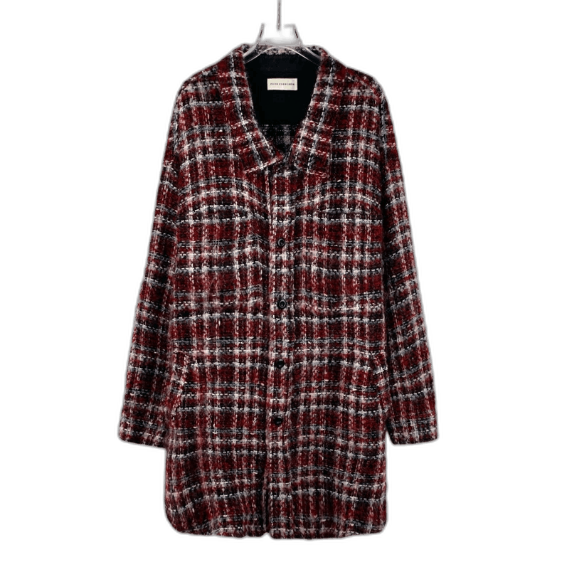 Chanel Red Plaid Wool Long Sleeve Coat Size US L / EU 52-54 / 3 - 1 Thumbnail