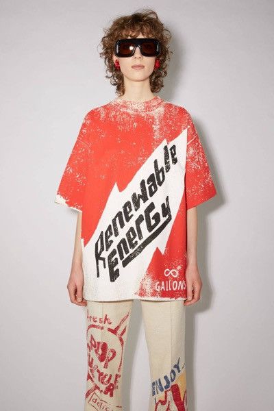 image of Aw21 Acne Studios Oversize Renewable Energy Tshirt in Red, Women's (Size Small)