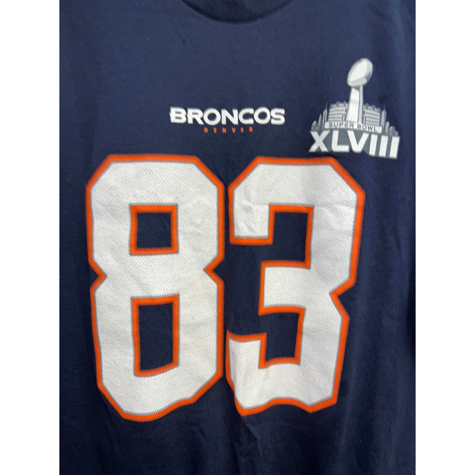 Delta Denver Broncos Super Bowl Shirt Wes Welker #83 Blue NFL XL Size US XL / EU 56 / 4 - 2 Thumbnail