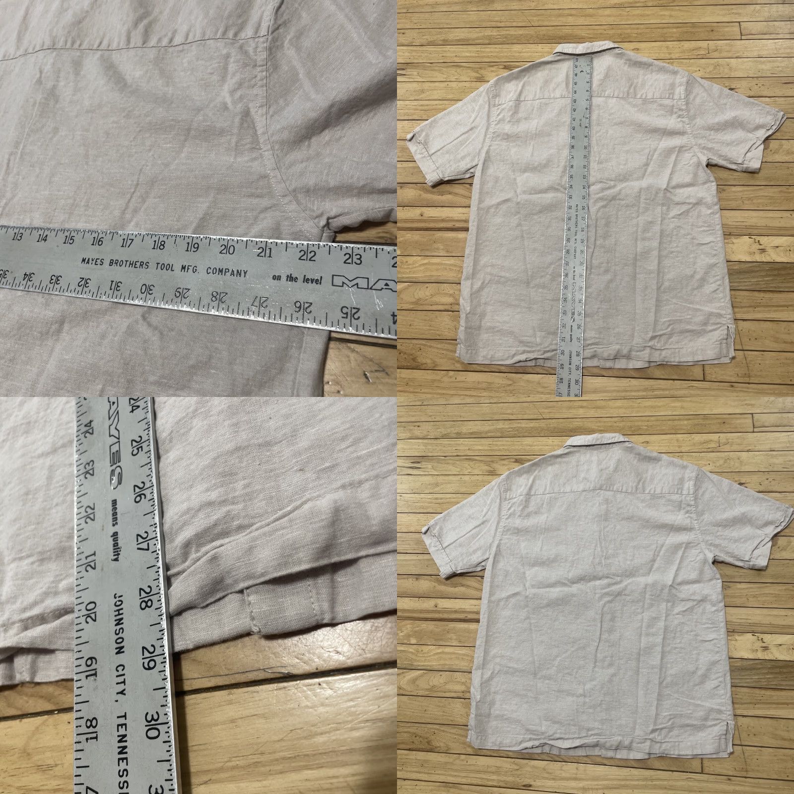 Vintage Cafe Luna Linen Button Shirt Men L Pleated Western Sand Tan Gray 44" Shirt Mens Size US L / EU 52-54 / 3 - 8 Thumbnail