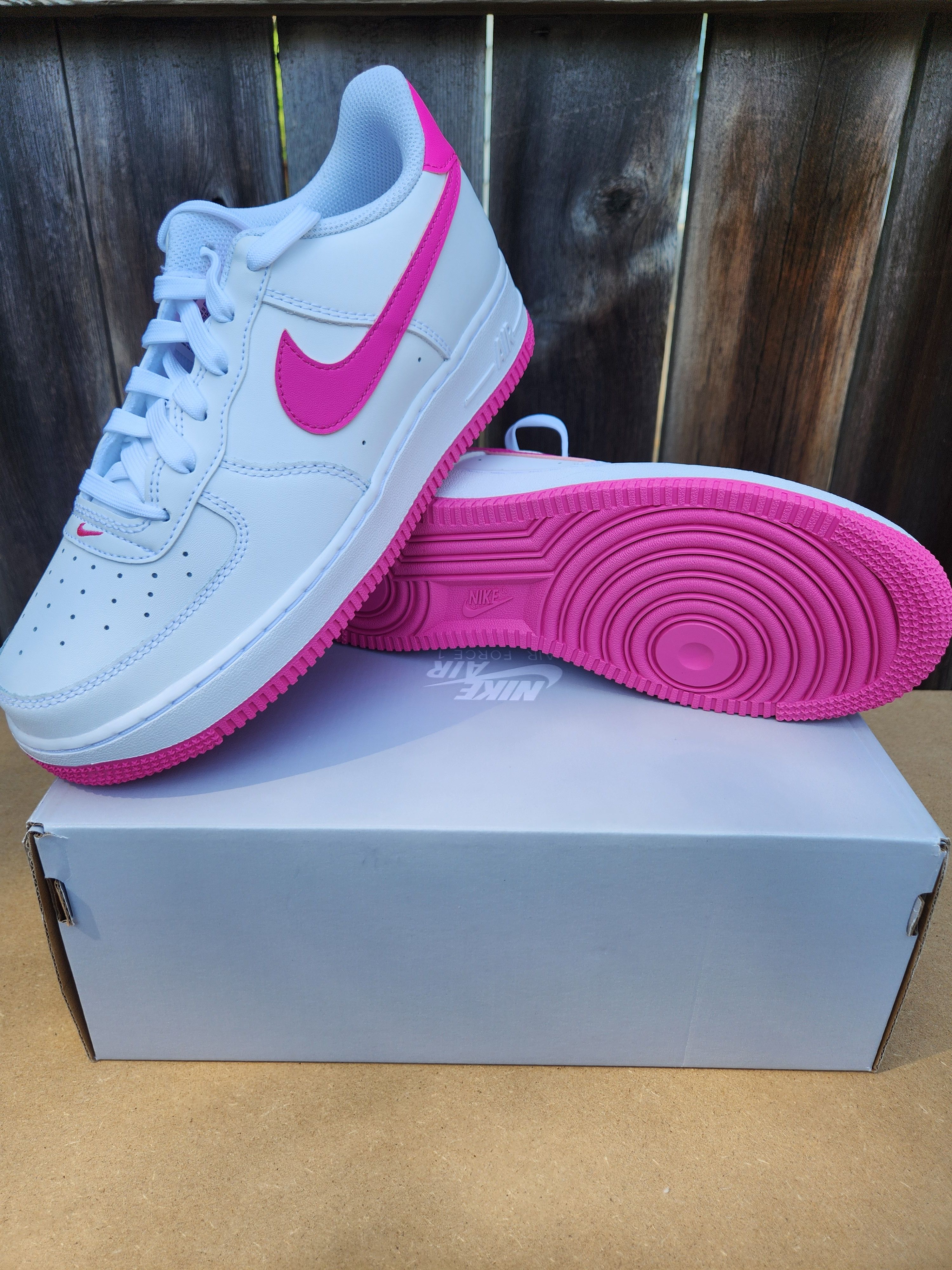 image of Nike Air Force 1 'white Laser Fuchsia' Shoes in Fuschia, Women's (Size 8)